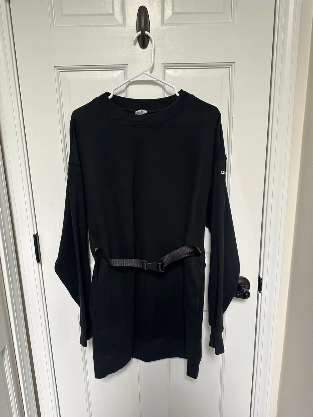ALO Yoga Black Long Sleeve Belted Dress